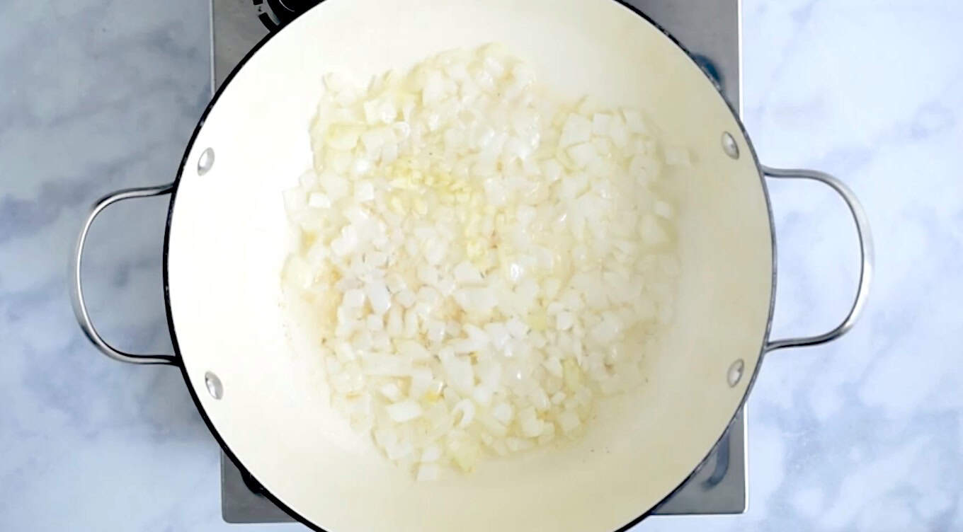 Onions and garlic cooking