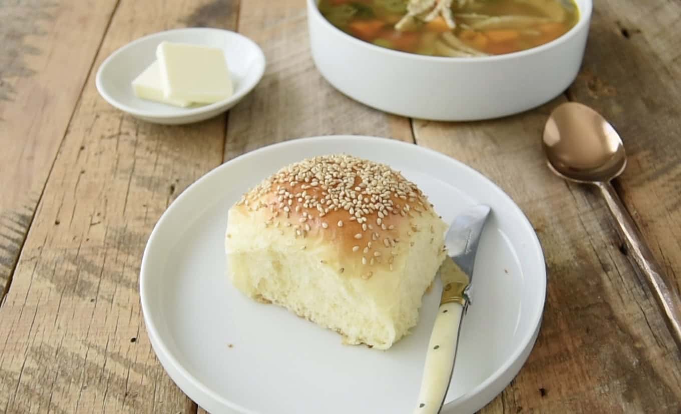 A bread roll on a plate