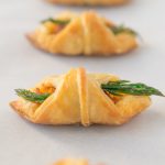 A closeup showing the perfect puff pastry and asparagus
