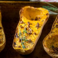 All the flavors of fall come together in one easy side dish. Roasted butternut squash with maple pecans is a side dish that is perfect for family or holiday dinners.