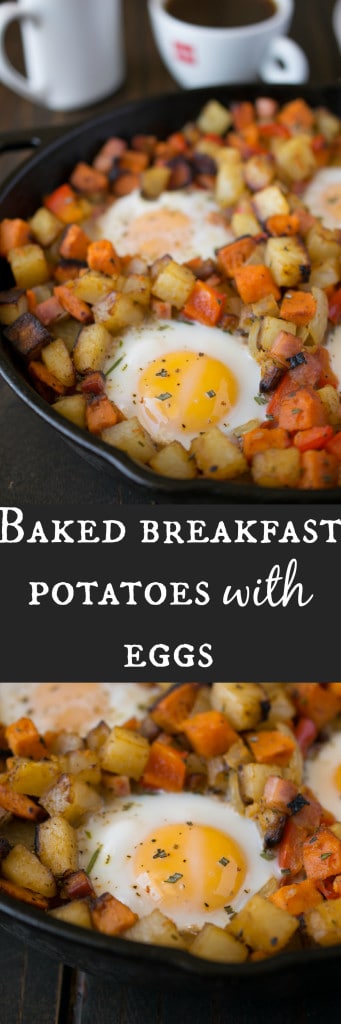 Baked breakfast potatoes with eggs - An easy one pan breakfast or brunch