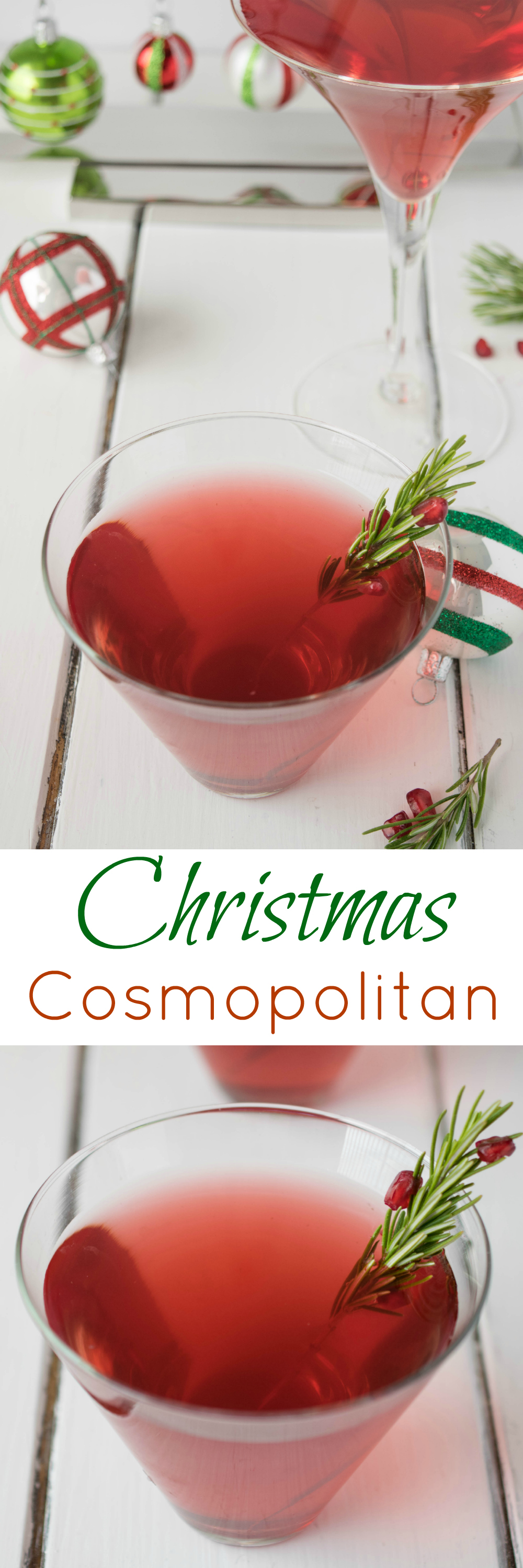 Christmas Cosmopolitan is made with pomegranate juice, ginger beer (or ale) for sweetness and, of course, vodka.