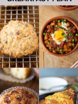5 days of easy school breakfasts like oatmeal cookies, Huevos a la flamenca, muffins and frittata