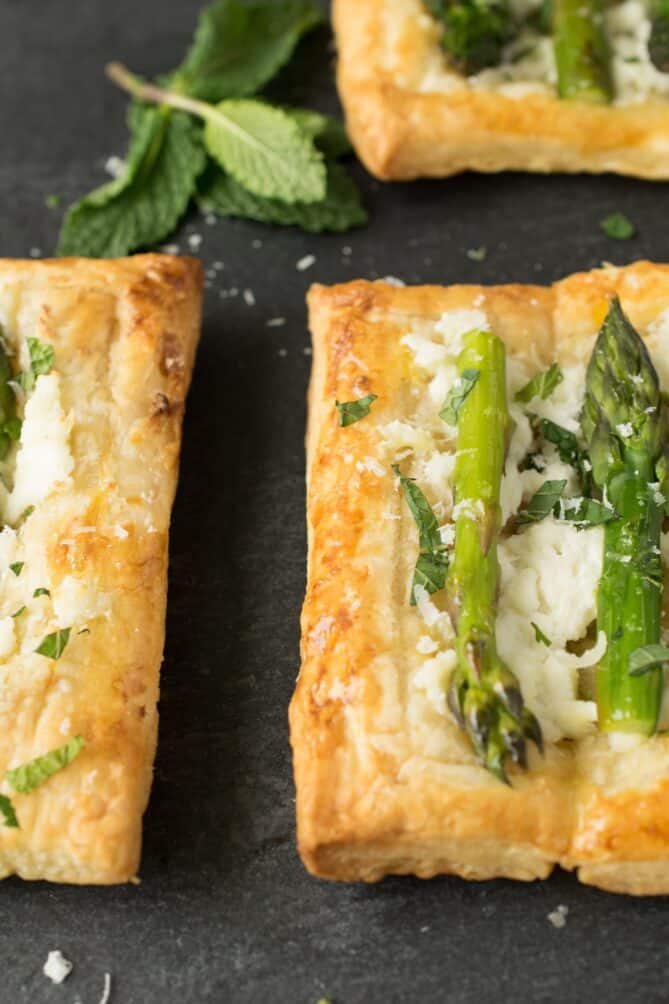 Brown, baked puff pastry tarts