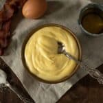 Bacon mayonnaise viewed from overhead