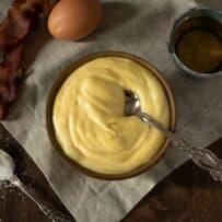 Bacon mayonnaise viewed from overhead