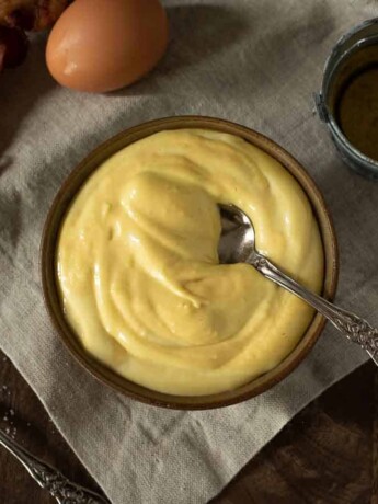 Bacon mayonnaise viewed from overhead