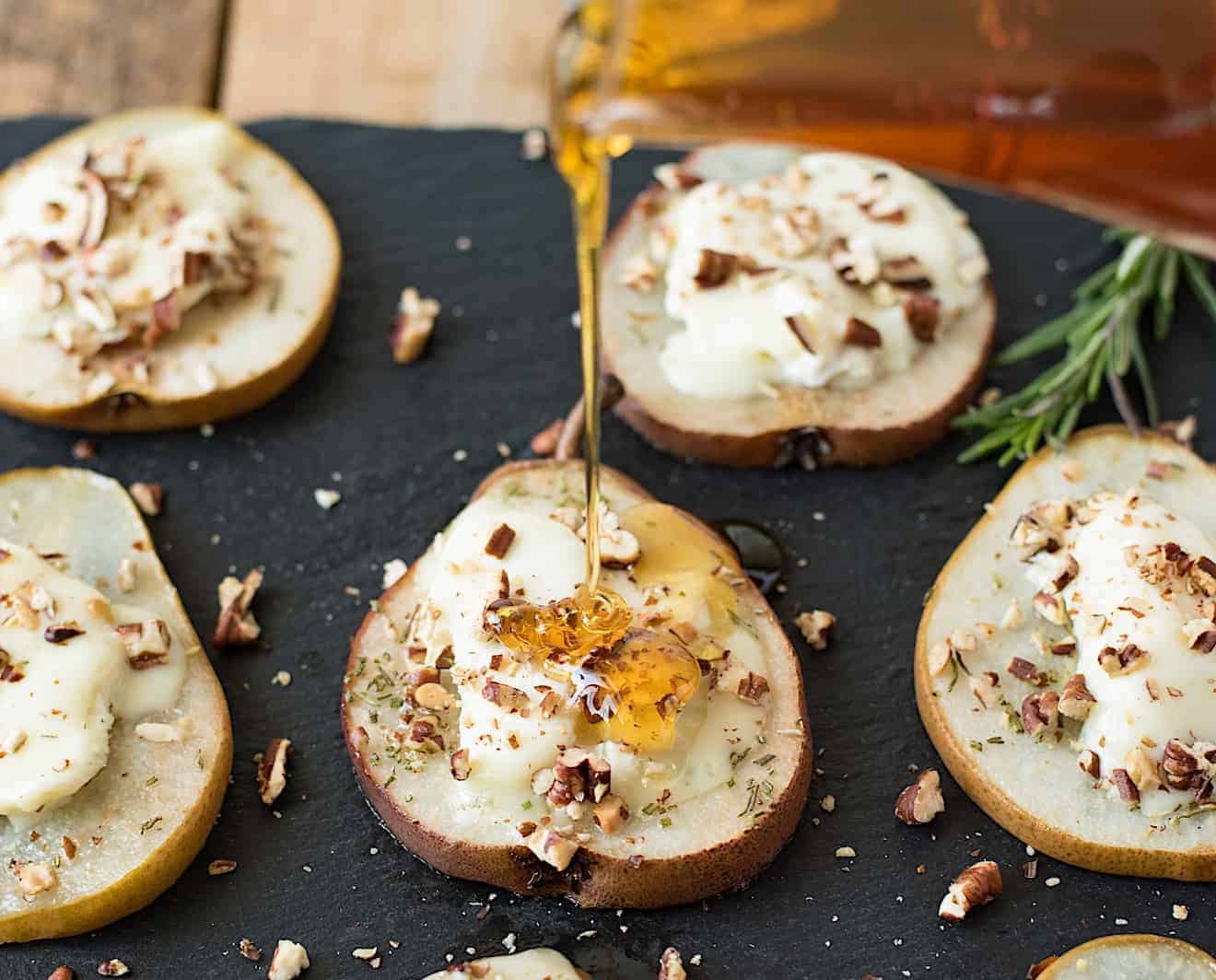 Baked Pears with Chevrot Goat Cheese, Honey & Pecans - Culinary Ginger