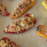 Browned breadcrumbs in a baked pepper