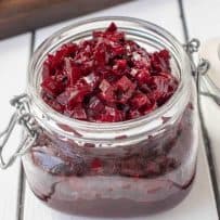 Pickled beet relish in a jar