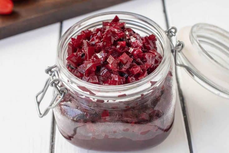 Pickled beet relish in a jar