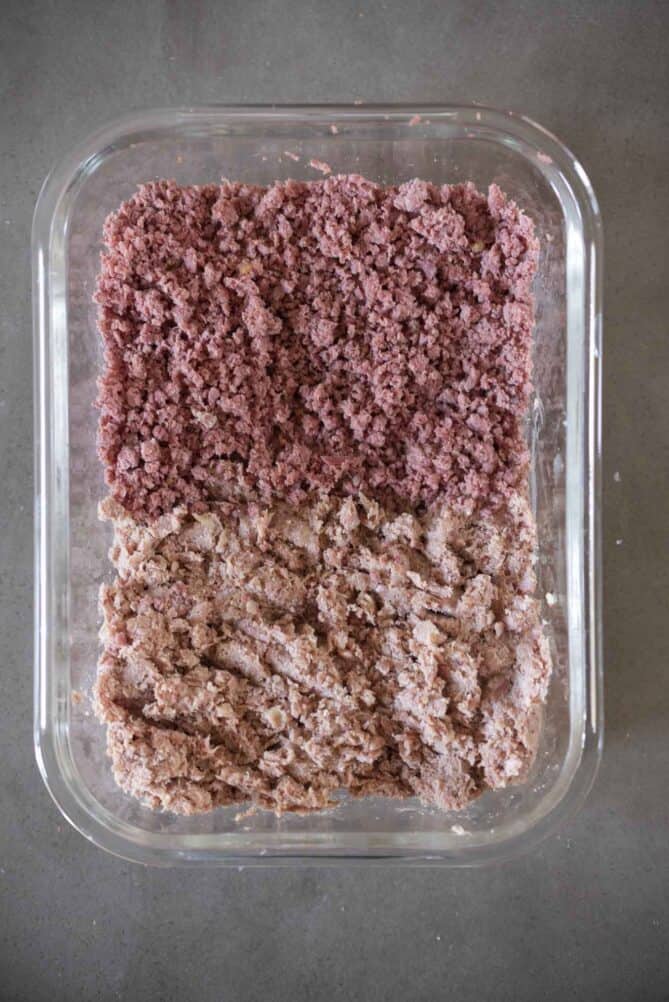 A comparison of roasted corned beef and corned beef from a can