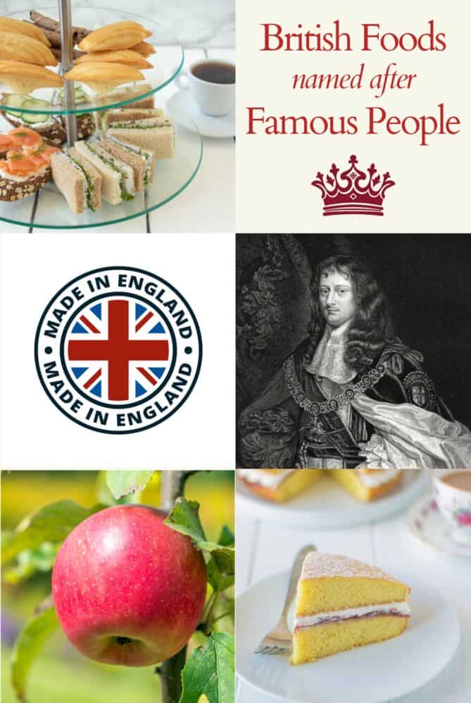 English tea sandwiches, the Earl of Sandwich, an apple and a slice of cake British Foods Named After Famous People