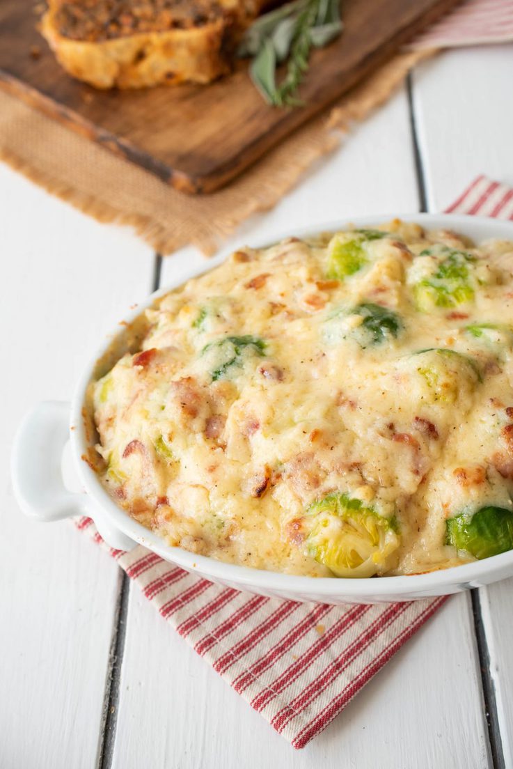 Brussels Sprouts And Bacon Gratin