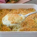 A spoonful of creamy mash with panko topping