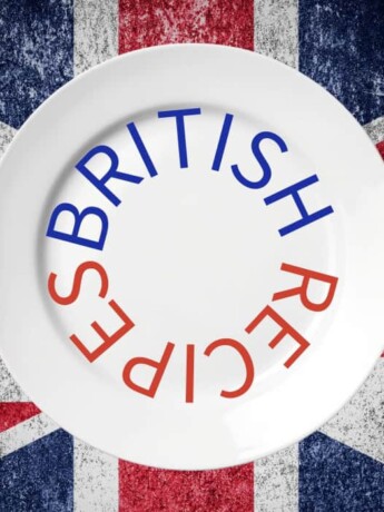 A white plate and a Union Jack flag