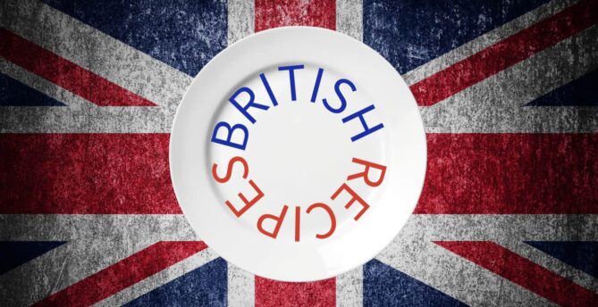 A white plate and a Union Jack flag