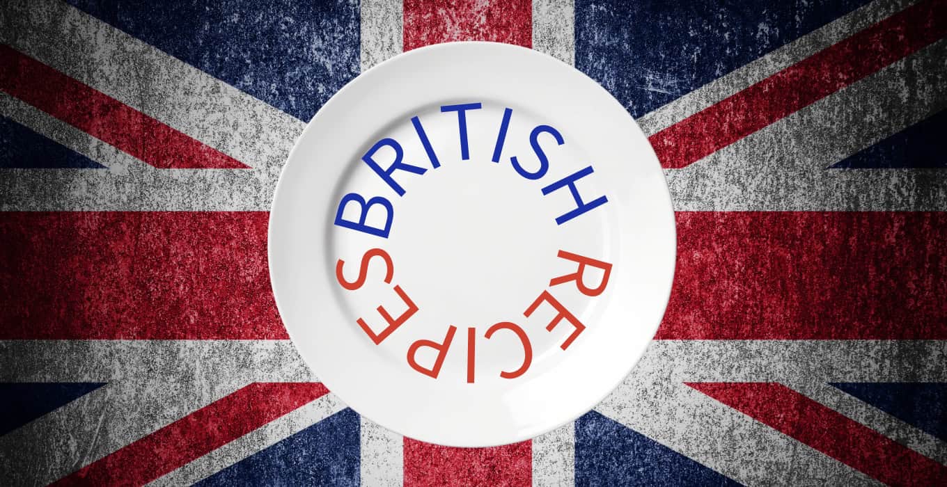 A white plate and a Union Jack flag