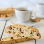 Two biscotti stacked on top of one another