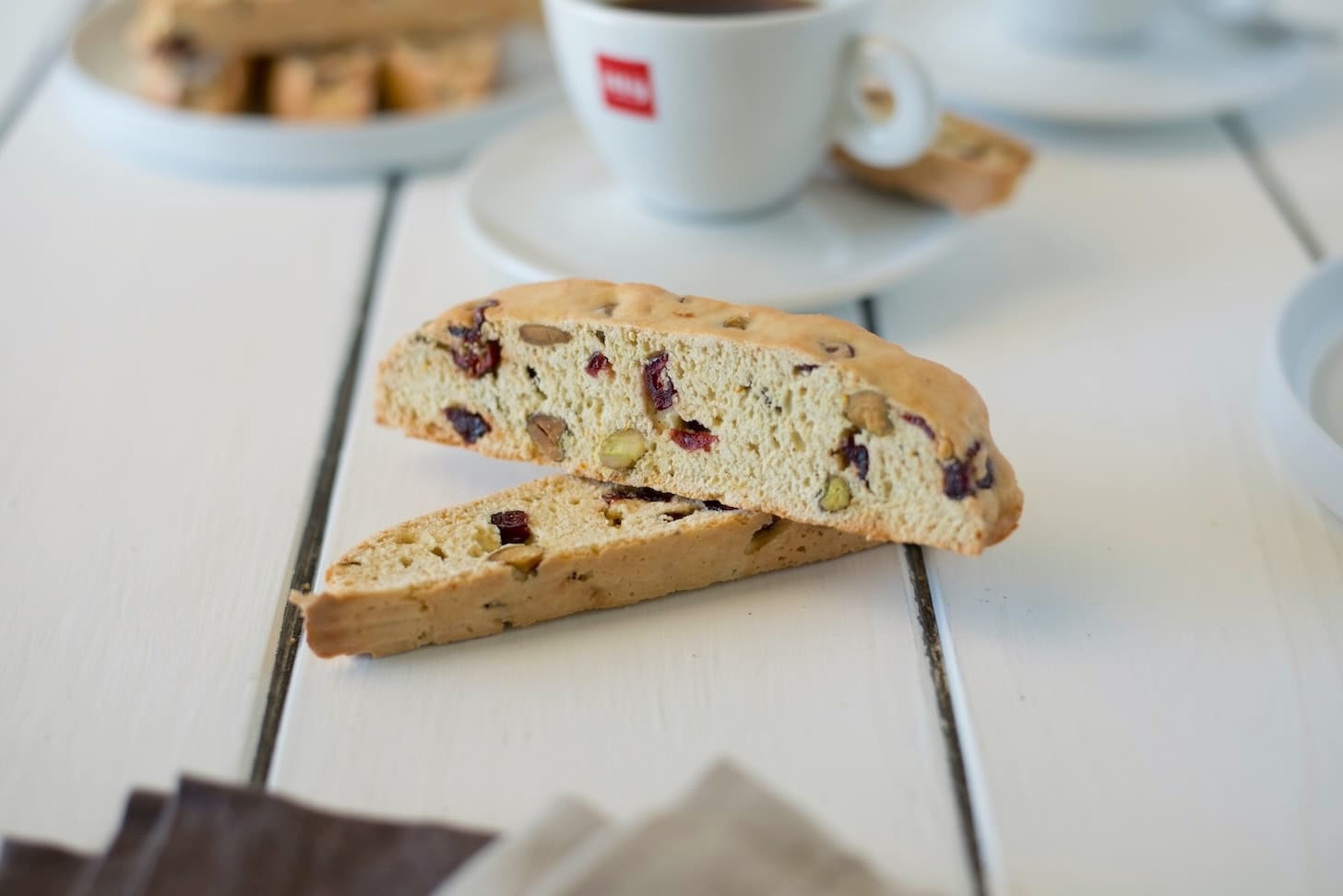 2 biscotti stacked on top of one another