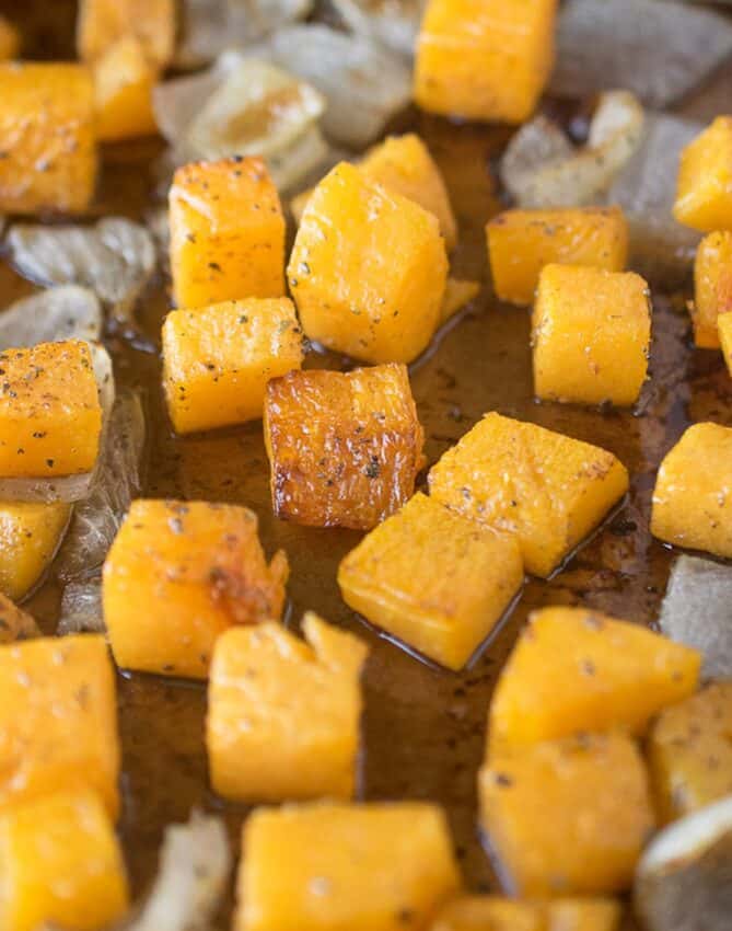 Cubes of roasted butternut squash