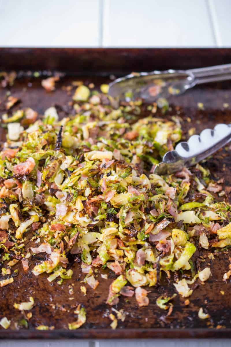 Crispy Brussels sprouts with pancetta is easy and delicious side dish. Shredded Brussels get a little Italian flair by roasting them with pancetta until perfectly crisp.