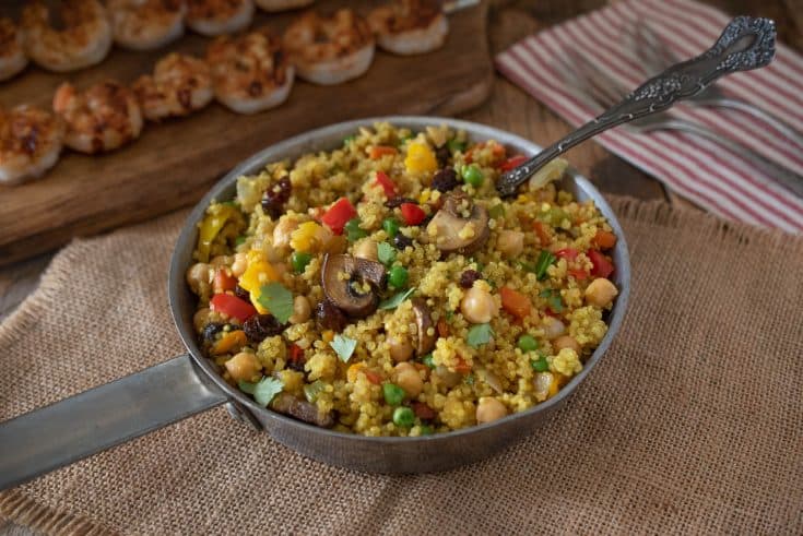 Colorful vegetables in this vibrant curry quinoa recipe