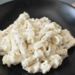Large pasta coated in a creamy sauce