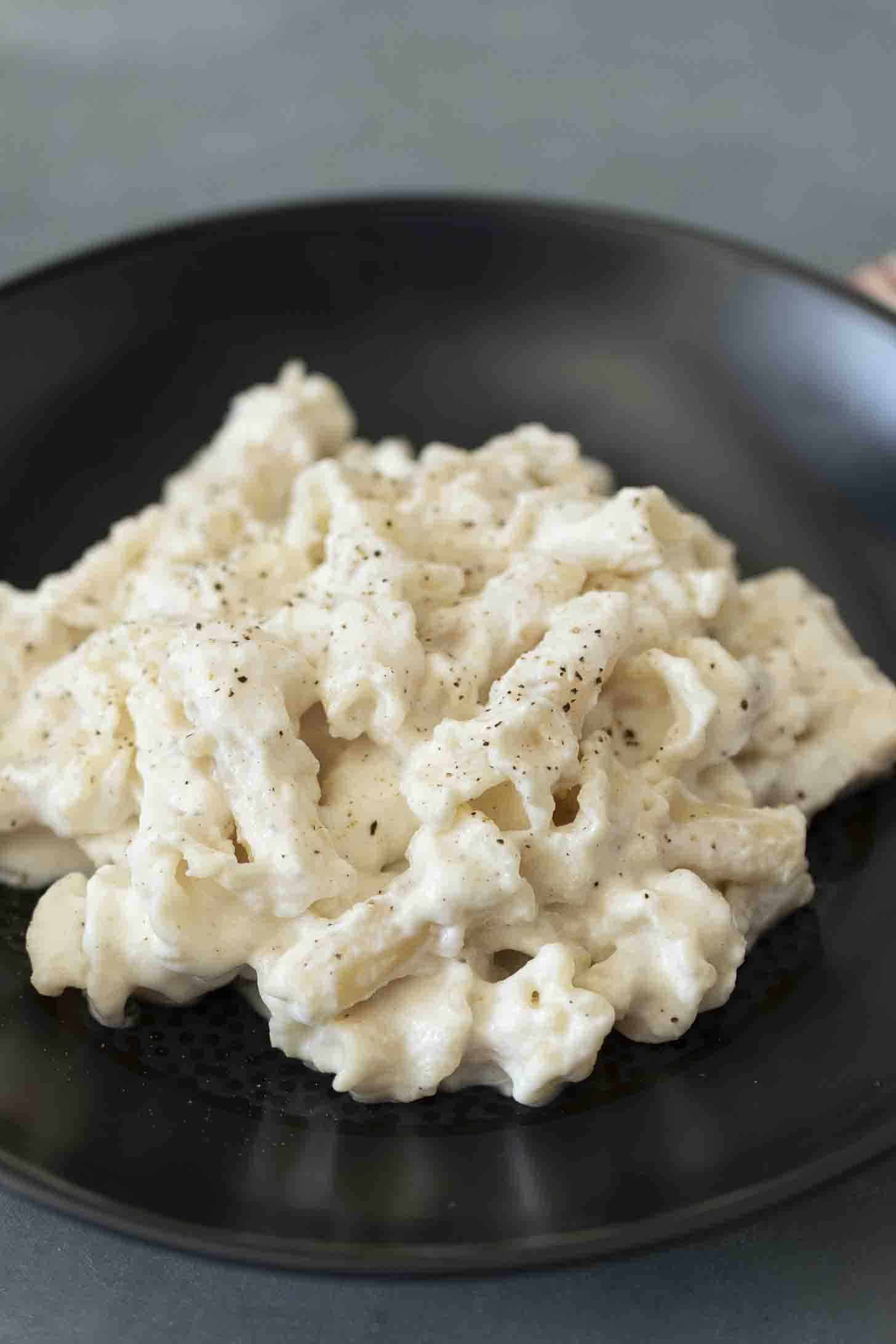 Large pasta coated in a creamy sauce