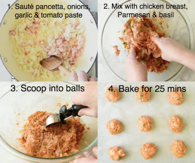 Step by step of making meatballs