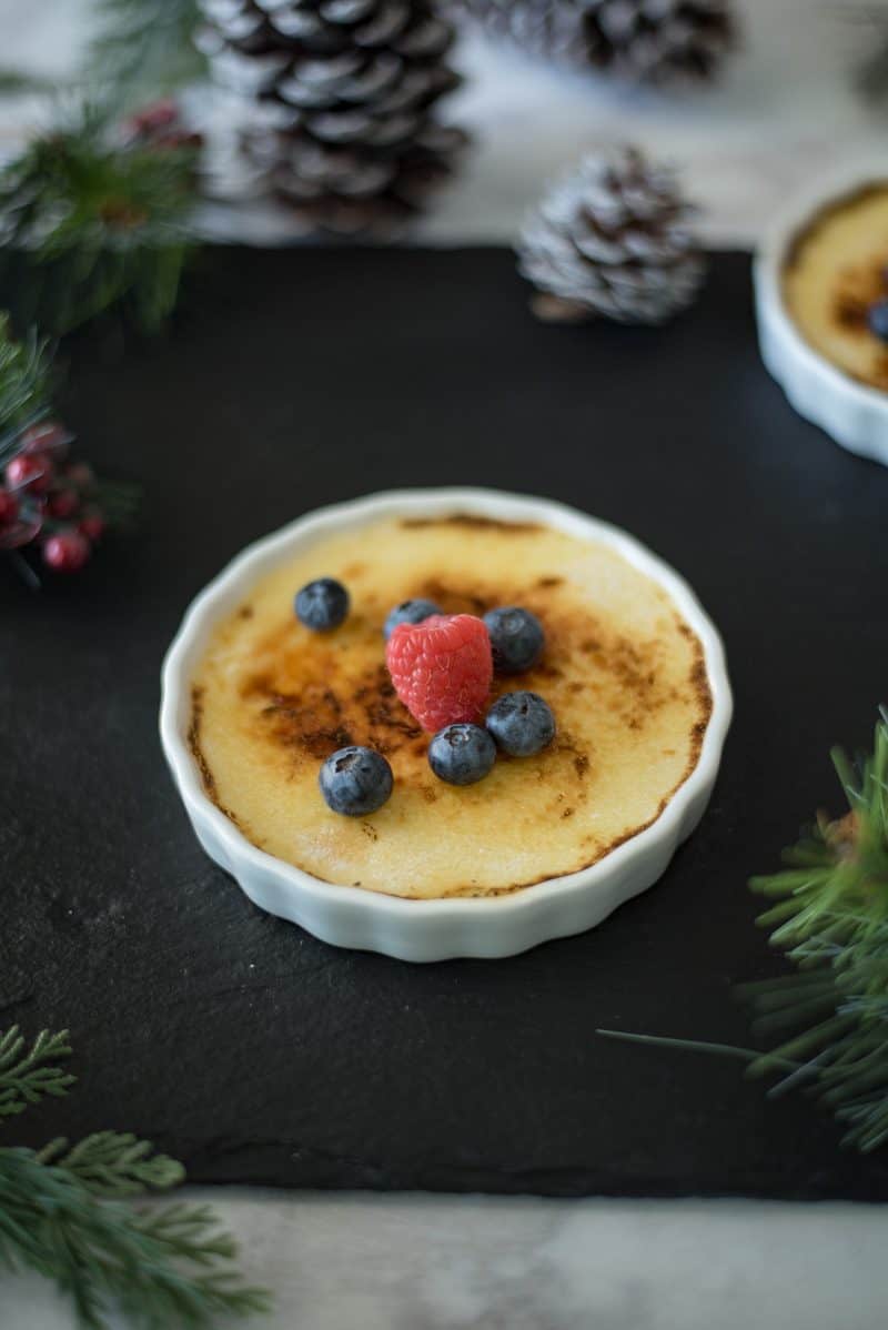 Eggnog crème brûlée, a classic French dessert gets a festive holiday twist. 2 of my favorite treats come together in this super easy dessert.
