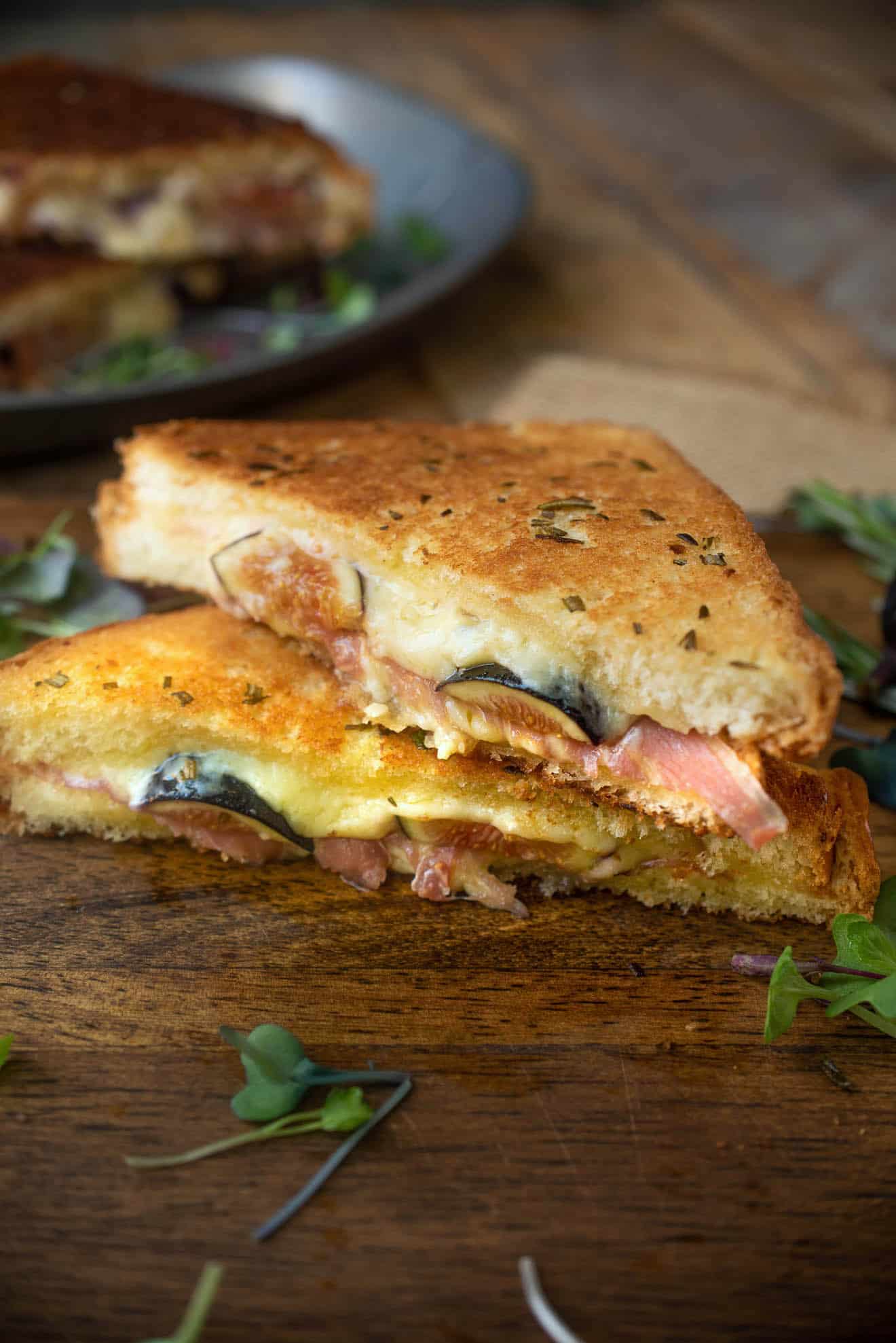 Fig and Prosciutto Grilled Cheese with Rosemary Butter - Culinary Ginger