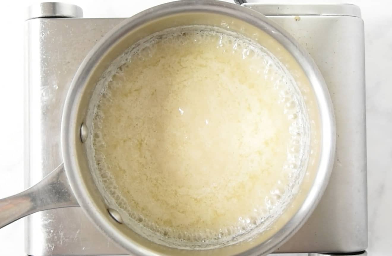 Melted butter in a pan