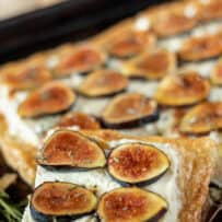 Fresh figs on top of a ricotta tart