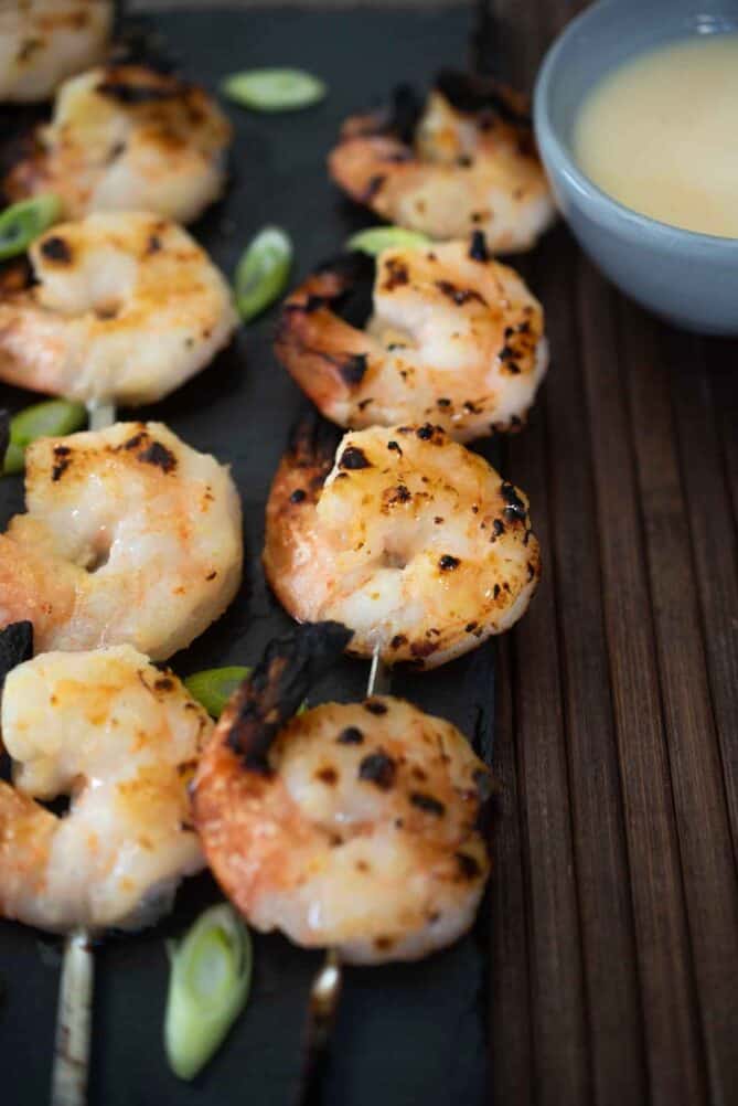 Grilled shrimp with a little char and miso sauce