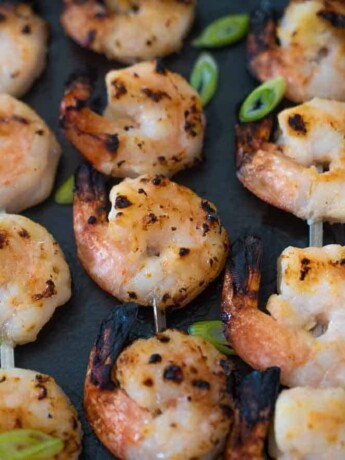 Grilled Miso Shrimp garnished with sliced spring onion