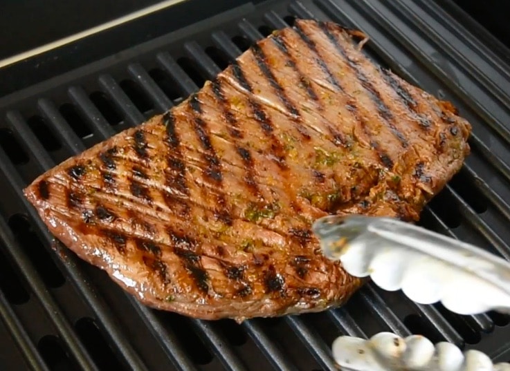 Flank steak is perfectly grilled