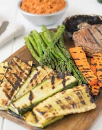 A colorful platter of grilled vegetables