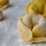 A closeup of a cheese tortellini
