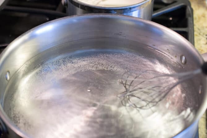 Bringing a pan of water to a simmer