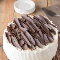 Irish Chocolate Cake using Irish butter covered with a Baileys frosting and chocolate shards