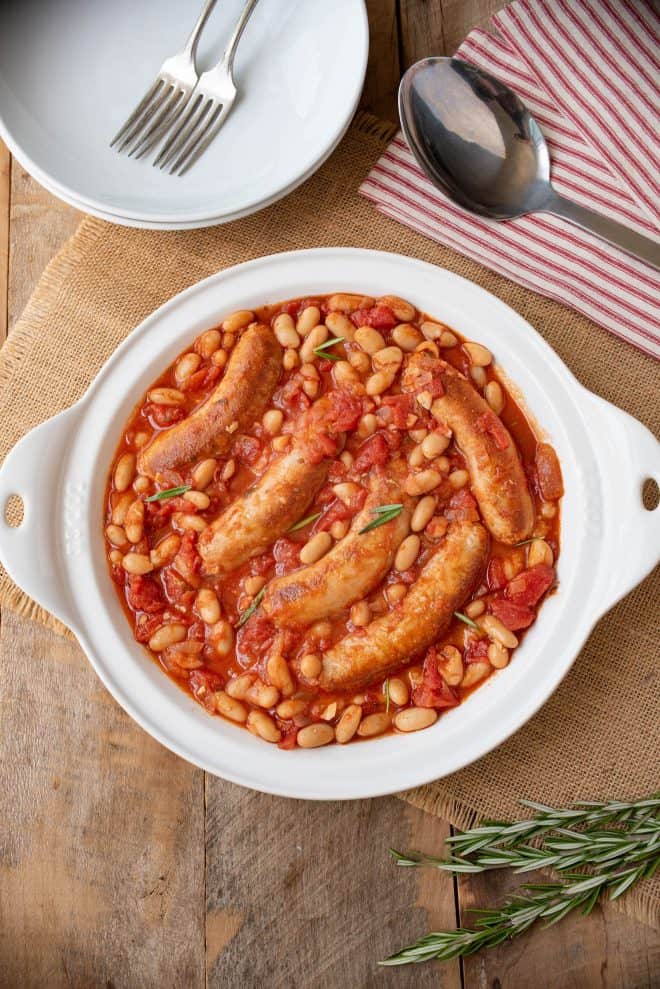 Italian sausage and beans from overhead