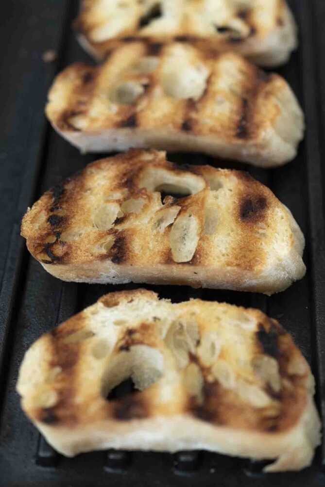 Grilled ciabatta bread slices