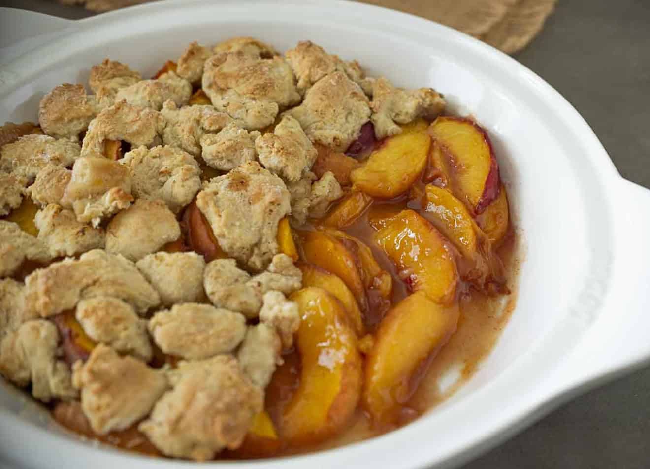 Maple Glazed Peaches Topped with a Scone