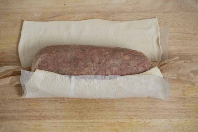 Meatloaf rolled in parchment paper