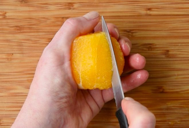 Cutting segments from an orange