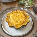 Half an acorn squash filled with pumpkin risotto