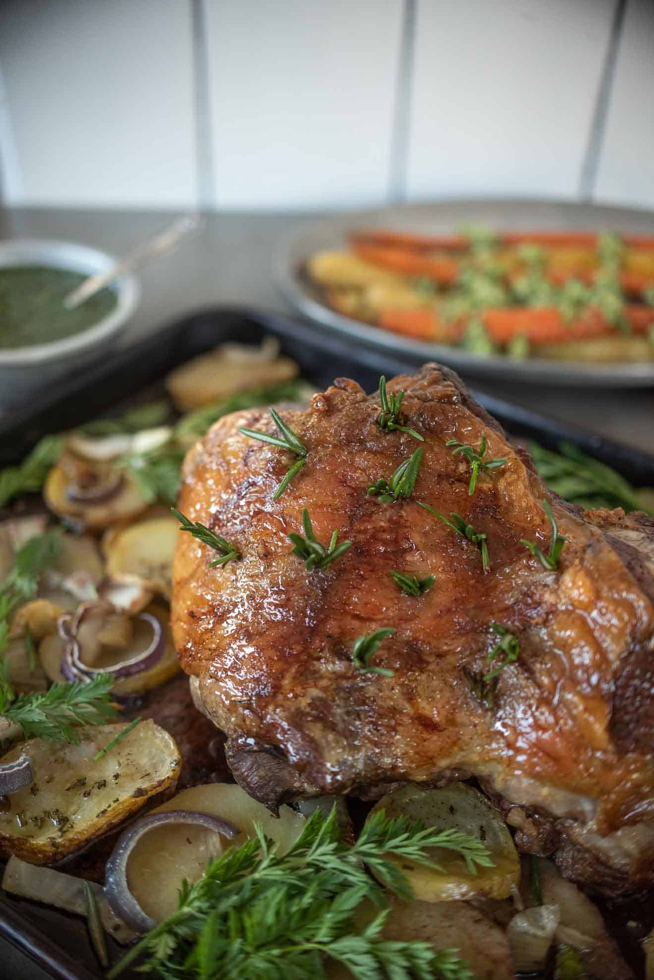 Rosemary Garlic Roasted Lamb With Potatoes And Fennel - Culinary Ginger