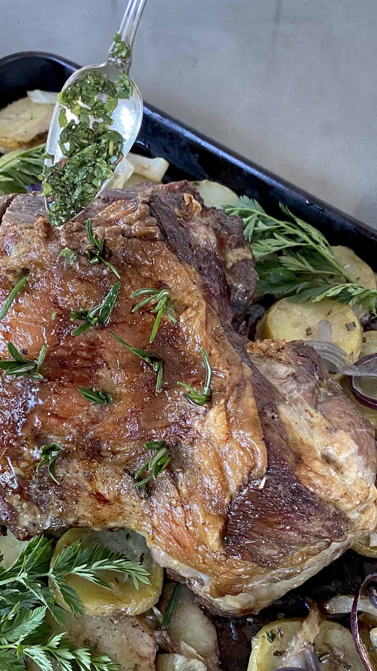 Rosemary Garlic Roasted Lamb With Potatoes And Fennel - Culinary Ginger