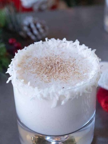 A glass of Santa's Rum Spiked Milk